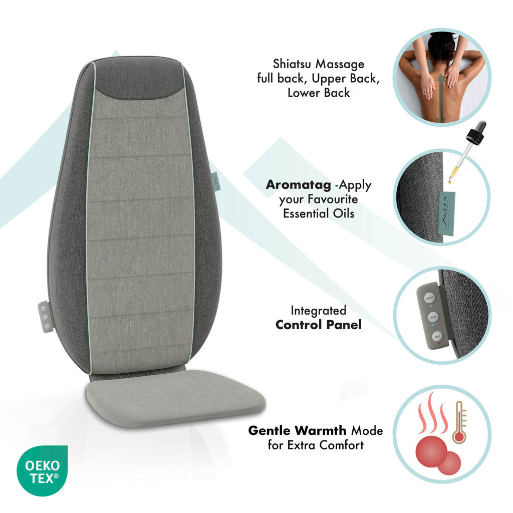 ZEN Etna Shiatsu Massage full back, Upper Back, Lower Back, Aroma tag, Integrated Control Panel and Gentle Warmth Mode